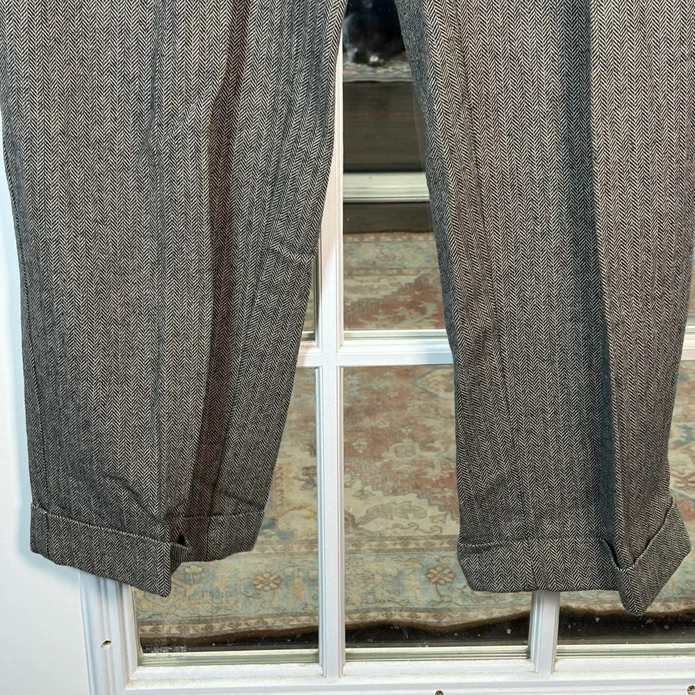 Vintage Polo Ralph Lauren Herringbone Pleated Pants Men's 34x32 Cuffed